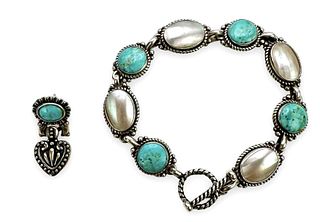 Navajo Carolyn Pollack Sterling Turquoise Bracelet