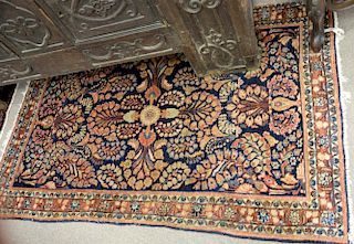 Blue Sarouk Oriental throw rug, 3'2" x 4'9".