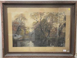 Three Wallace Nutting prints including "Water Maples", "The Oxbow October", and "Where Grandma Was", signed lower right: Wall
