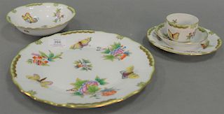 Large group of Herend Queen Victoria china including dinner plates, two sizes cups saucers (some fading), 116 pieces.