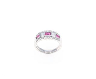 Elegant Ruby Diamond & Platinum Ring