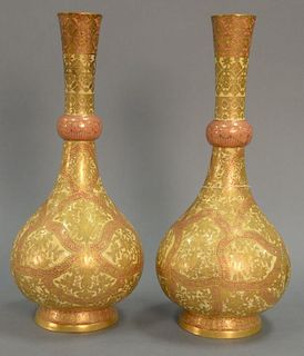 Pair of Royal Crown Derby vases (each professionally repaired at the neck). ht. 15 1/2in.