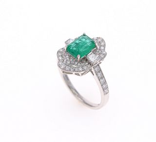 1.51 cts Emerald VS Diamond Platinum Ring
