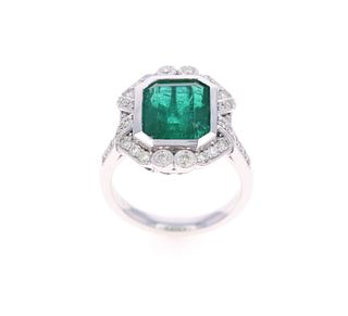 Opulent Emerald & Diamond Platinum Ring