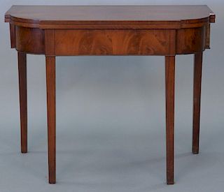 Federal mahogany D shaped game table, circa 1800. ht. 28 1/2in., wd. 36in.