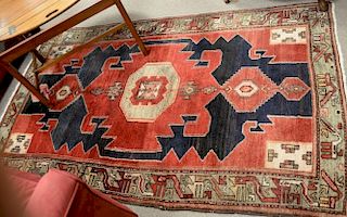 Oriental throw rug, 4'2" x 7'.