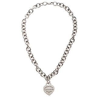 Tiffany & Co. Sterling Silver Link Necklace with "Return To Tiffany" Heart 