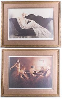 Louis Icart "Le Sofa" & "Melody Hour" Prints