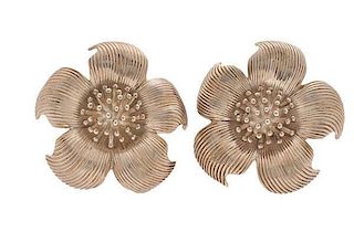 Tiffany & Co. Large Sterling Flower Earrings 