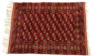 Persian Bokara Handwoven Wool Rug, 20th C., W 3' 2.5'' L 4' 7''