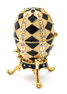 Enamel And Gilt Decorated Egg 4", Russian Style