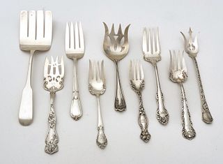 Old Newbury Crafters Sterling Silver Serving Fork +7 Sterling Silver Serving Forks 15t oz 8 pcs