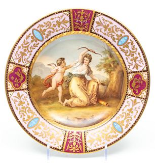 Royal Vienna (Austrian) Porcelain Plate, Ca. 1900, Diana The Huntress, Dia. 9.5''