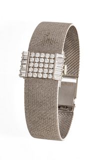 Patek Philippe For Beyer 18 Kt White Gold And Diamond Ladies Wrist Watch Ca. 1960-1970, L 6.5''