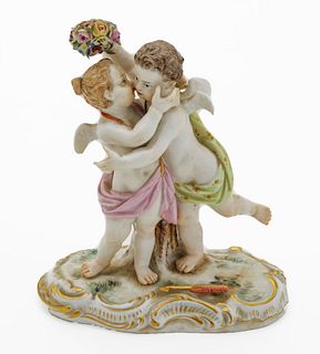 Meissen Porcelain Cupid And Psyche Ca. 19th.c., H 5''