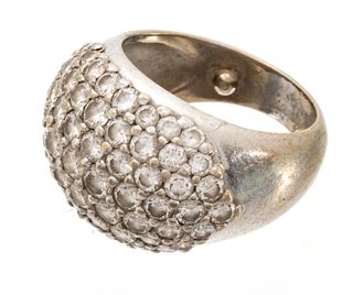 Pave Diamond , White Gold Ring, Size 6.5, 14g