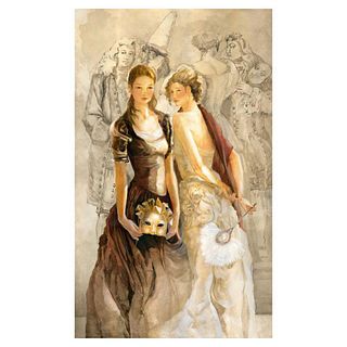 Lena Sotskova, "Past & Present" Hand Signed, Artist Embellished Limited Edition Giclee on Canvas with COA.