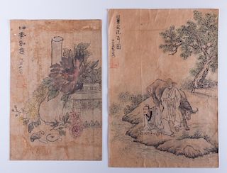 Korean Watercolor Paintings Pair, Circa 1790s