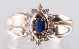 Sapphire & Diamond14k Yellow Gold Ring
