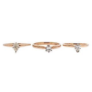 Pear-Shaped Diamond Solitaires in 14 Karat 