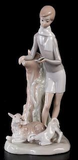 Lladro #4509 Boy with Lambs Figure