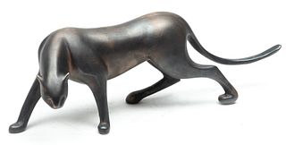 Loet Vanderveen (American/Dutch, 1921-2015) Pure Silver Sculpture, Jaguar, H 3.5'' L 11'' 52t oz