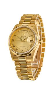 Rolex (Swiss, Est. 1905) 18kt Gold Superlative Chronometer Oyster Perpetual, Day Date, Purchase Papers 1999, 140g