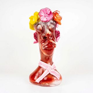 Jiri Pacinek Handblown Art Glass Vase Head with Flower Crown
