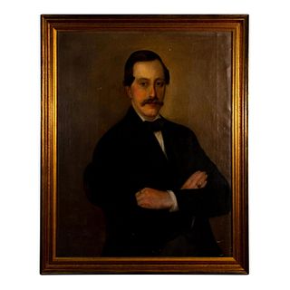 Heinrich Hofer (German, 1825-1878), Oil on Canvas, Mid-19th Century Portrait of a Handsome Bourgeois Man