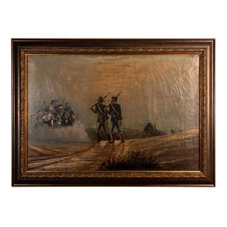 A.J. Shnoks 19th Century Oil Painting on Canvas Civil War