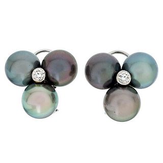Mish of New York South Sea Pearl and Diamond Earrings 