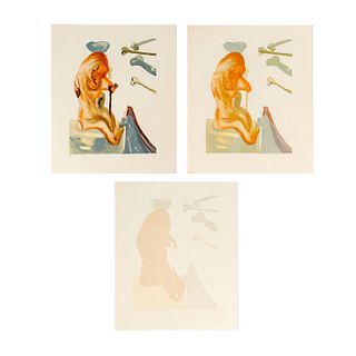 3pc Salvador Dali (Spanish, 1904-1989) Woodcut Divine Comedy Decomposition Prints