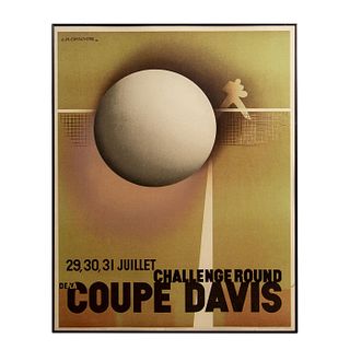 Original Vintage Coupe Davis Tennis Advertising Poster