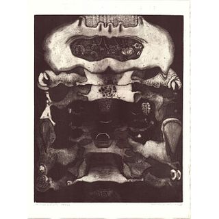 Kenneth Alvin Kerslake (American, 1930-2007) Intaglio Print, The Shape of Anxiety, Signed