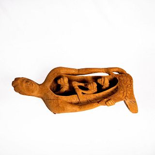 Nacius Joseph (Haitian, b.1939) Wood Carved Mermaid Boat