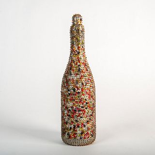 Haitian Vodou Art Sequined Glass Bottle with Stopper