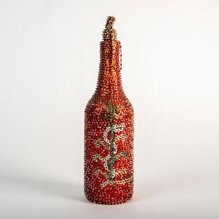 Haitian Vodou Art Sequined Glass Bottle with Stopper