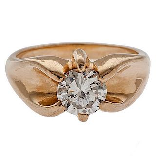 Diamond Belcher Ring in 14 Karat Gold 