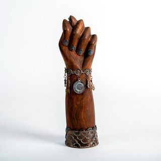 Brazilian Figa, Silver on Carved Wood