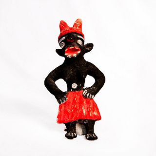 Painted Clay Statuette, Seated Female Demon