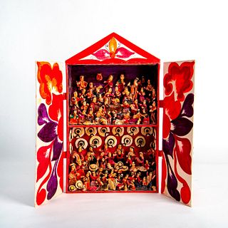 Peruvian Folk Art Painted Retablo Santero Box