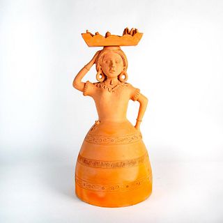 Terracotta Pottery Figure, Indigenous Woman with Basket