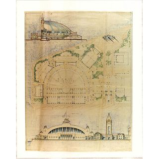 Architectural Illustration Print, Pan-American Exposition, Miami