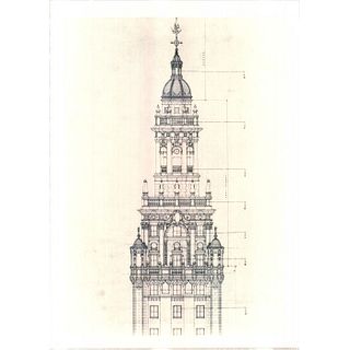 Architectural Illustration Print of Front Elevation Miami News Tower 1925