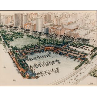 Photograph Print of Architectural Rendering of Bayside Market, Miami, 1985