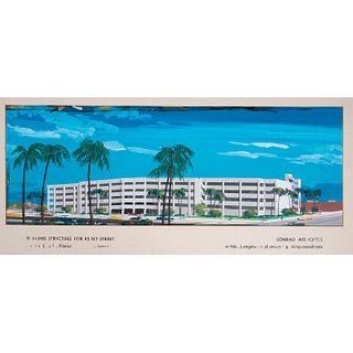Architect Watercolor Rendering, 42nd Street Parking Structure Proposal, Miami Beach
