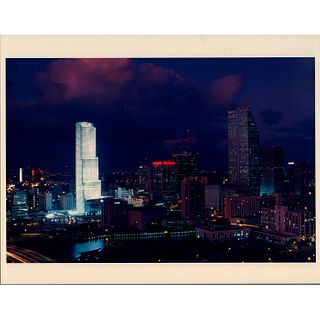 Van Woods, Color Photograph, Downtown Miami at Night, Miami, 1987