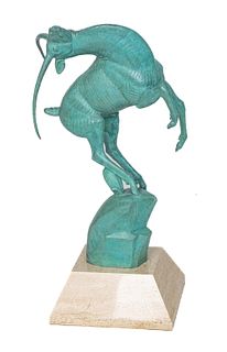 Marshall Fredericks (American, 1909-1998) Bronze Sculpture "Leaping Gazelle", H 31'' W 20'' Depth 12''