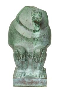 Marshall Fredericks (American, 1909-1998) Bronze Sculpture "Seated Baboon" H 14'' W 8'' Depth 7''