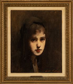 Louis Henri Deschamps (French, 1846-1902) Oil On Canvas, Portrait Of A Young Lady, H 20.5'' W 17.5''